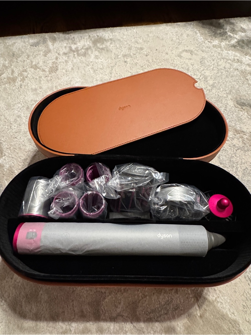 Dyson styling set in silver and pink